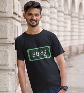 Year Changing Clock : New Year Printed T-shirt (Black) Best Gift For Secret Santa