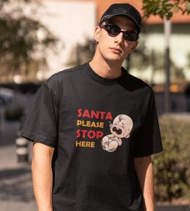 Baby Tears Over Santa(Black) Elegantly Printed T-shirt, Best Gift For Boys Girls