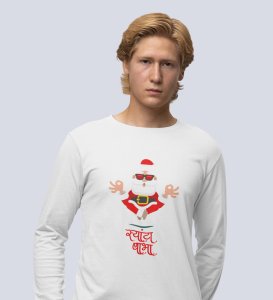 Om Santa Baba: Cute DesignerFull Sleeve T-shirt White Perfect Gifts For Boys girls