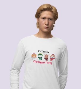 Animal Christmas Party: Unique DesignerFull Sleeve T-shirt White Best Gift For Boys Girls