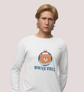 Winter Vibes Bear Tribe: Unique Winter DesignerFull Sleeve T-shirt White Unique Gift For Boys Girls
