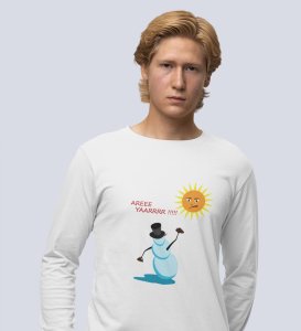 Angry Snowman: Unique DesignerFull Sleeve T-shirt White Perfect Gift For Christmas Boys Girls