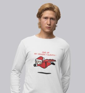 Super Santa: Unique DesignerFull Sleeve T-shirt White Best Gift For Boys Girls