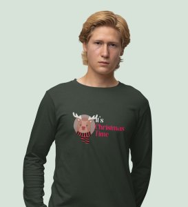 Animal Christmas Party: Unique DesignerFull Sleeve T-shirt Green Best Gift For Boys Girls
