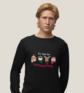 Animal Christmas Party: Unique DesignerFull Sleeve T-shirt Black Best Gift For Boys Girls