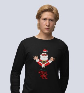 Om Santa Baba: Cute DesignerFull Sleeve T-shirt Black Perfect Gifts For Boys girls