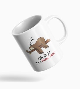 Sloth's New Year, Graphic Printed Sublimated Coffee Mugs