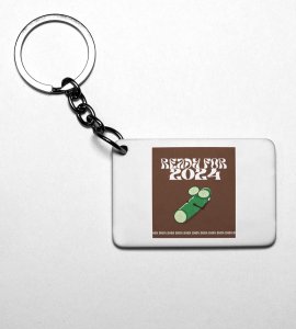 Get Ready For 2024, Graphics Printed Key-Chain On New Year Theme Best Gift For New Year