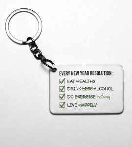 New Year Resolution, Men's Printed Sublimated Key-Chain