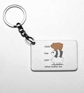 New Year Party, Graphic Printed Sublimated Key-Chain