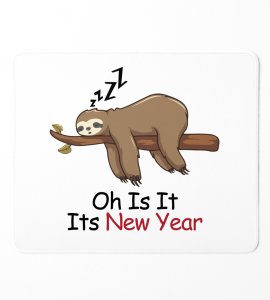 Sloth's New Year, Graphic Printed Sublimated Mouse Pad