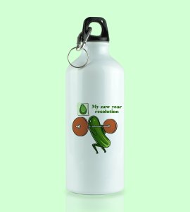 Resolution, Graphics Printed Aluminium Water Bottle On New Year Theme Best Gift For New Year