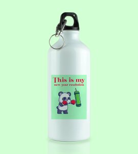New Year New Resolution, Men's Printed Sublimated Aluminium Water Bottle