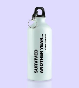 Survived New Year, Graphic Printed Sublimated Aluminium Water Bottle