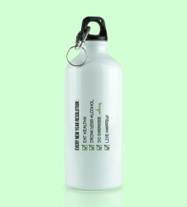 New Year Resolution, Men's Printed Sublimated Aluminium Water Bottle