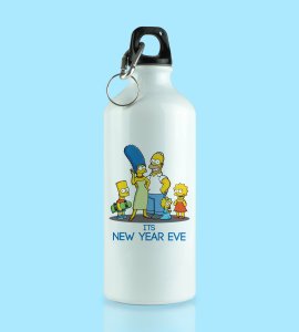 Family's New Year, Graphic Printed Sublimated Aluminium Water Bottle
