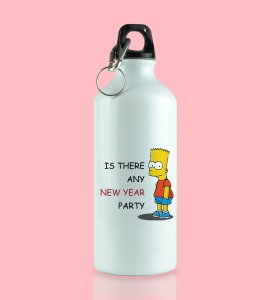 Is There Any Party? Graphics Printed Aluminium Water Bottle On New Year Theme Best Gift For New Year