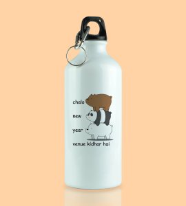 New Year Party, Graphic Printed Sublimated Aluminium Water Bottle