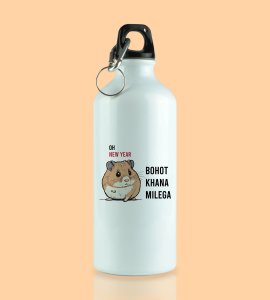 New Year More Food, Graphics Printed Aluminium Water Bottle On New Year Theme Best Gift For New Year