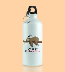Sloth's New Year, Graphic Printed Sublimated Aluminium Water Bottle