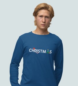 Christmas Time : Unique PrintedFull Sleeve T-shirt Blue Best Gift For Boys Girls