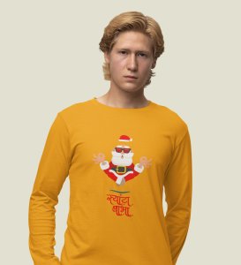 Om Santa Baba: Cute DesignerFull Sleeve T-shirt Yellow Perfect Gifts For Boys girls