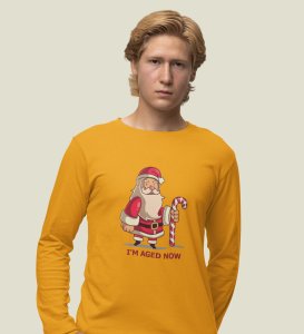 Old Grumpy Santa: Cute DesignedFull Sleeve T-shirt Yellow Perfect Gift For Boys Girls