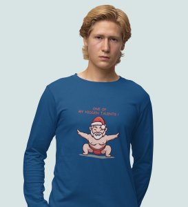 Sumo Santa: Unique DesignedFull Sleeve T-shirt Blue Perfect Gift For Boys Girls