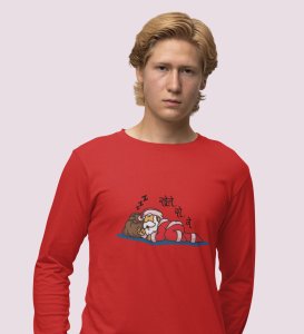 Santa On Break: Funny DesignedFull Sleeve T-shirt Red Best Gift For Secret Santa