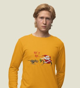 Poor Santa: Cute DesignerFull Sleeve T-shirte Yellow Best Gift For Boys Girls