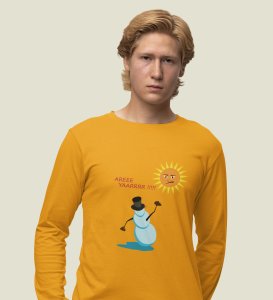 Angry Snowman: Unique DesignerFull Sleeve T-shirt Yellow Perfect Gift For Christmas Boys Girls