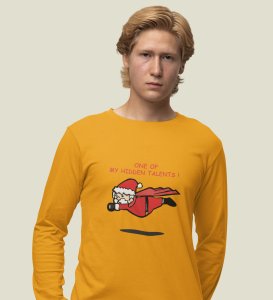 Super Santa: Unique DesignerFull Sleeve T-shirt Yellow Best Gift For Boys Girls