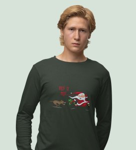 Poor Santa: Cute DesignerFull Sleeve T-shirte Green Best Gift For Boys Girls