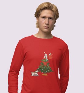 Poor Santa: Cute DesignerFull Sleeve T-shirte Red Best Gift For Boys Girls