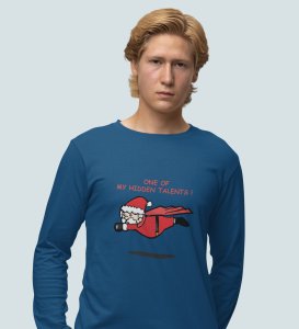 Super Santa: Unique DesignerFull Sleeve T-shirt Blue Best Gift For Boys Girls
