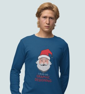 Graphic's Lover Santa: Best DesignedFull Sleeve T-shirt Blue Perfect Gift For Secret Santa