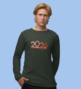 Welcome 2024: New Year DesignedFull Sleeve T-shirt Green Best Gift For Secret Santa