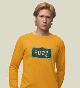 Year Changing Clock: Beautifully DesignedFull Sleeve T-shirt Yellow Best Gift For Secret Santa
