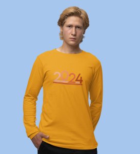 Welcome 2024: New Year DesignedFull Sleeve T-shirt Yellow Best Gift For Secret Santa