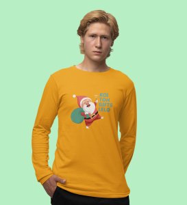 Santa Distributing Gifts: Best DesignerFull Sleeve T-shirt For Christmas YellowMost Liked Gift For Boys Girls