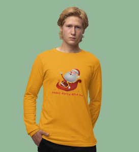 Lovely Santa: Cute And Beautiful DesignedFull Sleeve T-shirt Yellow Best Gift For Boys Girls