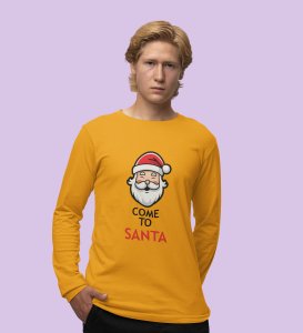 Santa Is Calling: DesignerFull Sleeve T-shirt Yellow Best Gift For Boys Girls