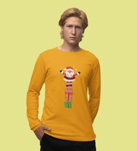 Santa With His Gifts: Most Uniquely DesignedFull Sleeve T-shirt Yellow Best Gift For Boys Girls