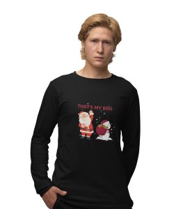 Cranky Little Santa: Funny DesignerFull Sleeve T-shirt Black Best Gift For Boys Girls
