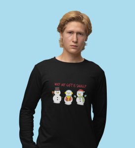 Snowman Talks: Cute DesignerFull Sleeve T-shirt Black Best Gift For Boys Girls