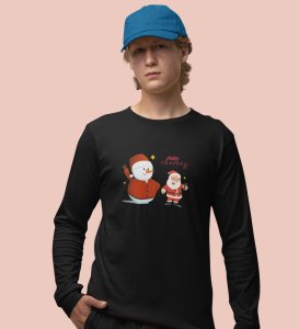Selfie Santa: Cute DesignerFull Sleeve T-shirt Black Elegant Gift For Kids
