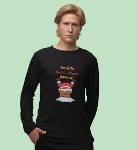 Big Chimney Bigger Gifts: Revamp your Joy withBlack Cutest SantaFull Sleeve T-shirt, Best Gift For Boys Girls
