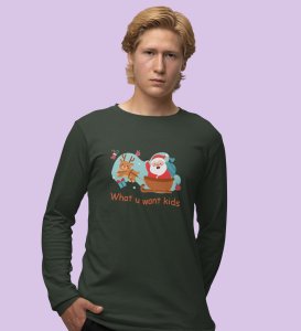 Santa's Sledge: Most Liked DesignedFull Sleeve T-shirt Green Best Gift For Boys Girls