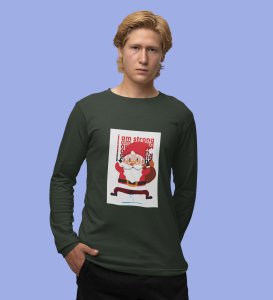 Angry Young Santa: Cute Santa DesignedFull Sleeve T-shirt Green Unique Gift For Secret Santa