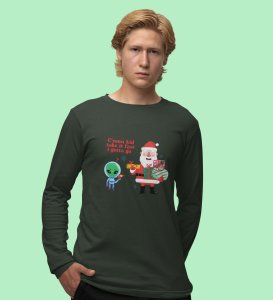 Santa & Alien's Talk: Best DesignerFull Sleeve T-shirt Green Best Gift For Boys Girls